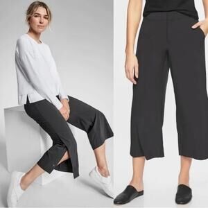 Athleta Tribeca Wide Leg High Rise Crop Pant Black size 6